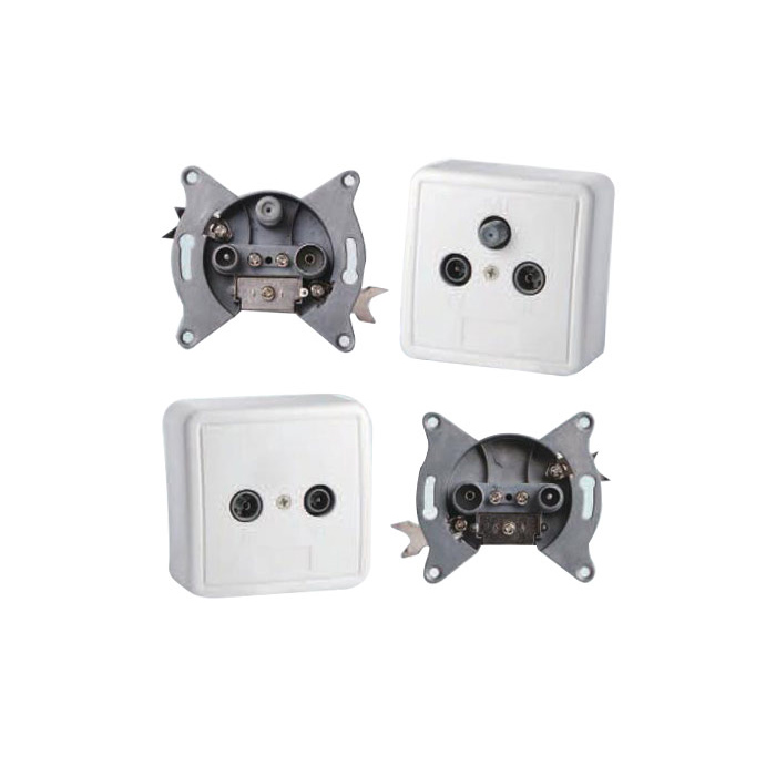 5-2400MHZ 3 Hole TV+FM+SAT Wall Socket Outlet with plate(SHJ-TWS030)